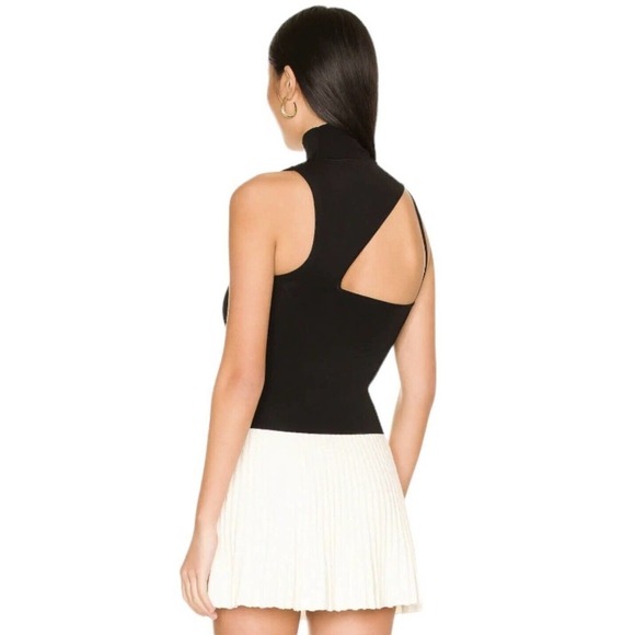 Alice + Olivia Wynn Cut Out Sweater Tank Womens XL Black Mock Neck NWT $275 - Picture 2 of 16